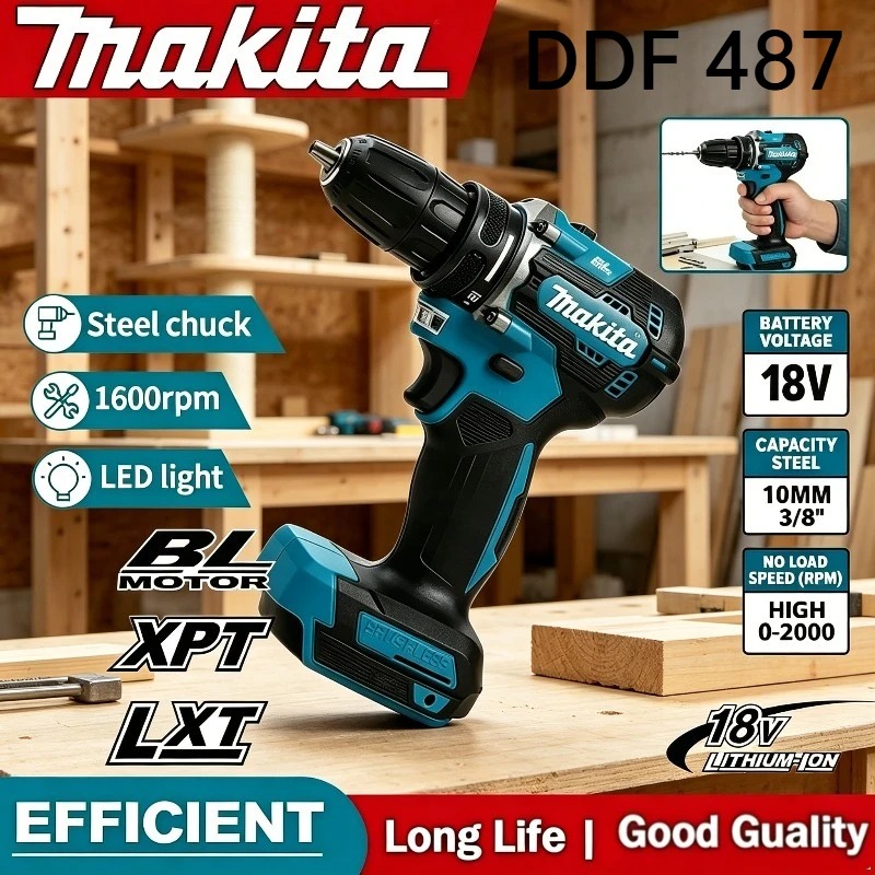 Makita Drill Ddf484 - Бесщеточная аккумуляторная дрель-шуруповерт Makita DDF487 18В,